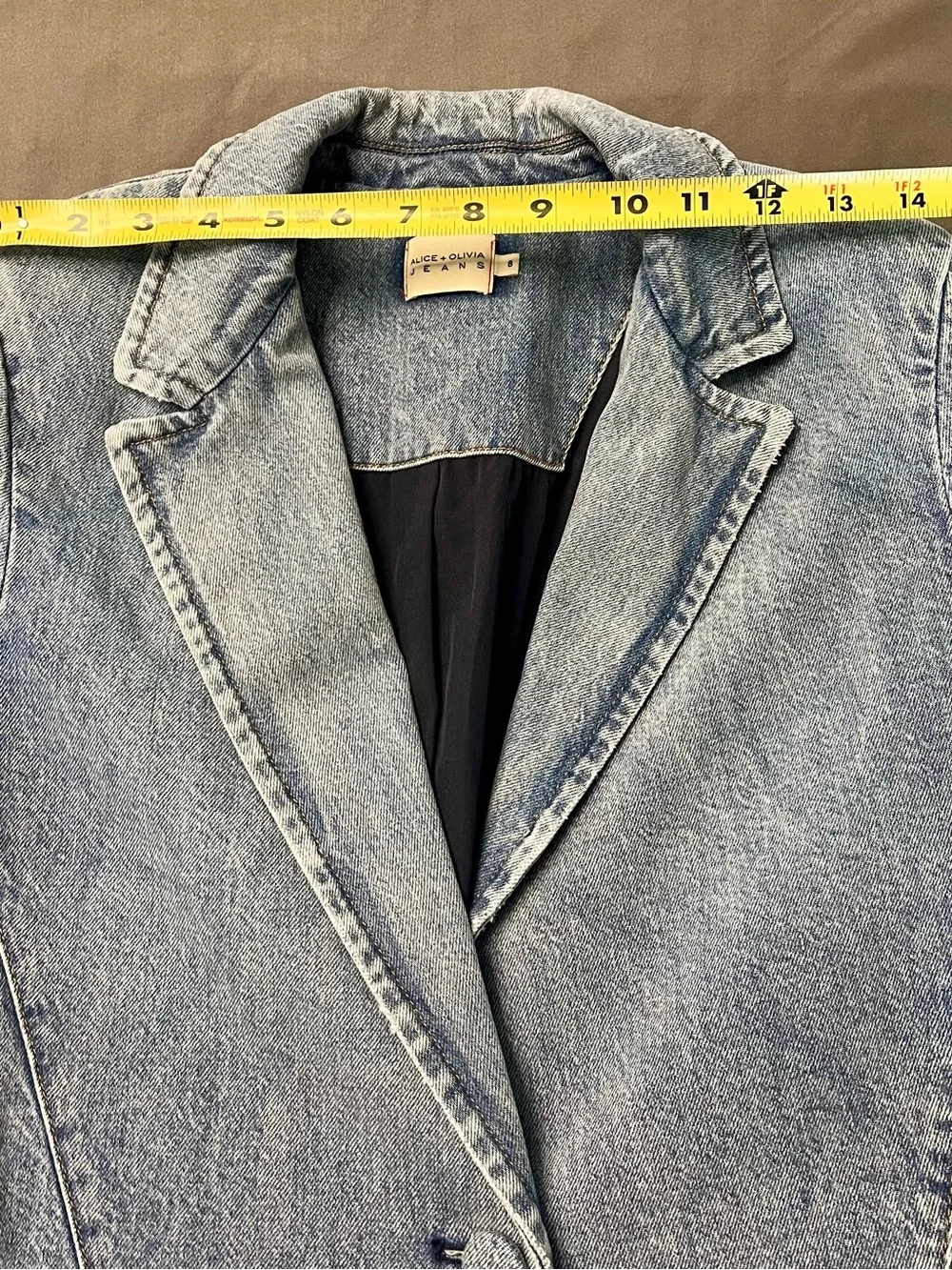 Alice + Olivia Macey Denim Fitted Blazer Size 8 Y2K 90s Downtown Girl